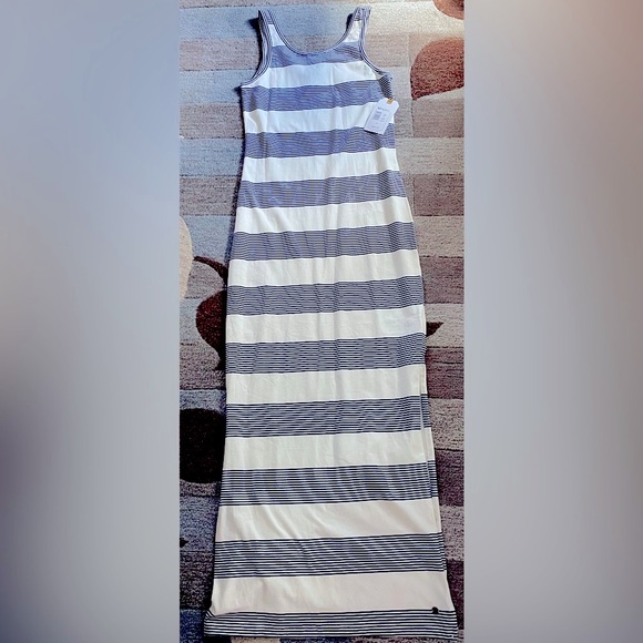 NWT Womens Roxy Dresses Bold Stripe Tuba Tank Midi Dress Marshmallow - Picture 3 of 7